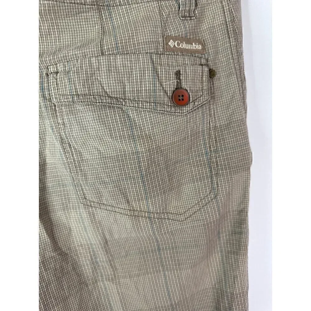 Columbia Omni Shade Brown Plaid‎ Shorts Men's 34
